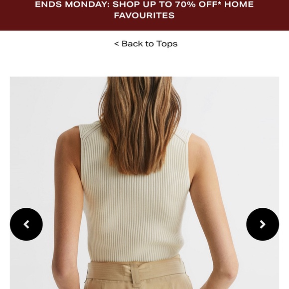 Reiss Cream V-Neck Sleeveless Sweater - Picture 3 of 9